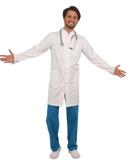 Hakim Yaka Kısa Boy Uzun Kol Alpaka Önlük Doktor, Hemşire, Öğretmen,Eczacı,Estetisyen,Labaratuvar