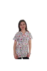Araba Desenli Üst Doktor,Hemşire,Eczacı,Öğretmen,Labaratuvar,Kuaför