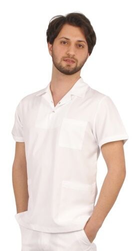 Erkek Yakalı 2 Çıtçıtlı Alpaka Beyaz Üst