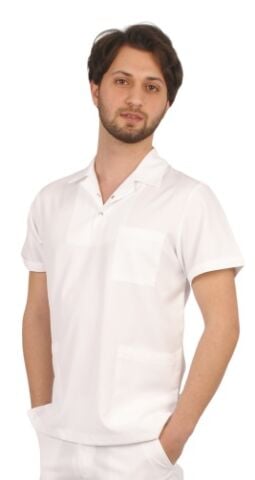 Erkek Yakalı 2 Çıtçıtlı Alpaka Beyaz Üst