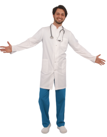 Erkek Hakim Yaka Standart Boy Uzun Kol Terikoton Önlük Doktor, Hemşire, Öğretmen,Eczacı,Estetisyen,Labaratuvar