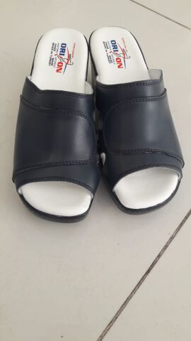 Orion Lacivert Dolgu Topuk Burnu Açık Ortopedik Terlik