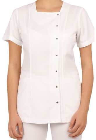 Özel Alpaka Kumaş Doktor Hemşire Kare Yaka  Tek Üst