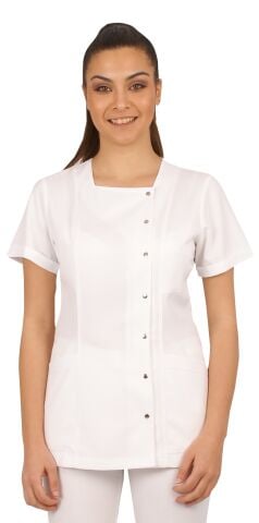 Özel Alpaka Kumaş Doktor Hemşire Kare Yaka  Tek Üst