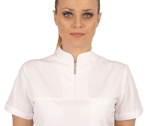 Özel Alapka Kumaş Polo Yaka Yarım Fermuarlı Tek Üst