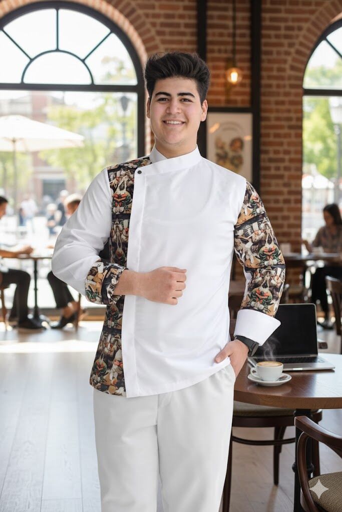 DESENLİ AŞÇI ÜNİFORMA TEK ÜST