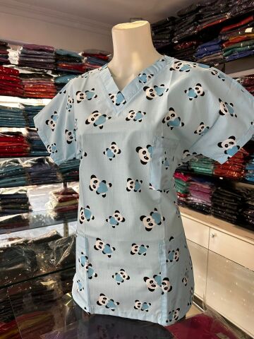 BAYAN PANDA DESENLİ TEK ÜST ÜNİFORMA