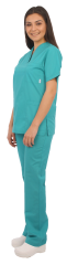 Likralı Terikoton V-Yaka Takım Cerrahi Yeşil Doktor,Hemşire,Estetisyen,Güzellik,Eczacı,Labaratuvar