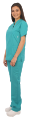 Likralı Terikoton V-Yaka Takım Cerrahi Yeşil Doktor,Hemşire,Estetisyen,Güzellik,Eczacı,Labaratuvar