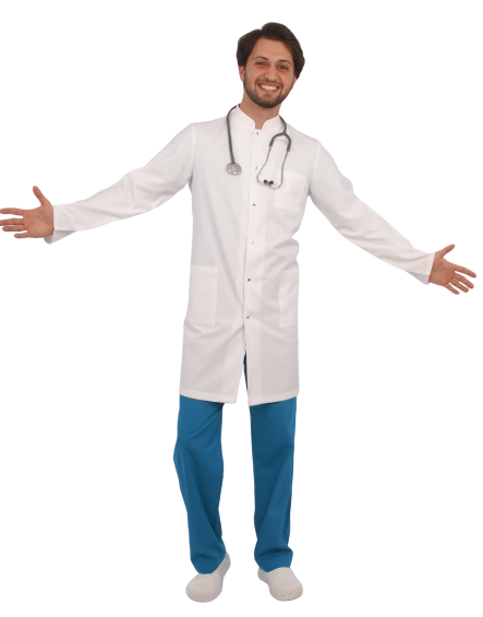 Hakim Yaka Kısa Boy Uzun Kol Alpaka Önlük Doktor, Hemşire, Öğretmen,Eczacı,Estetisyen,Labaratuvar
